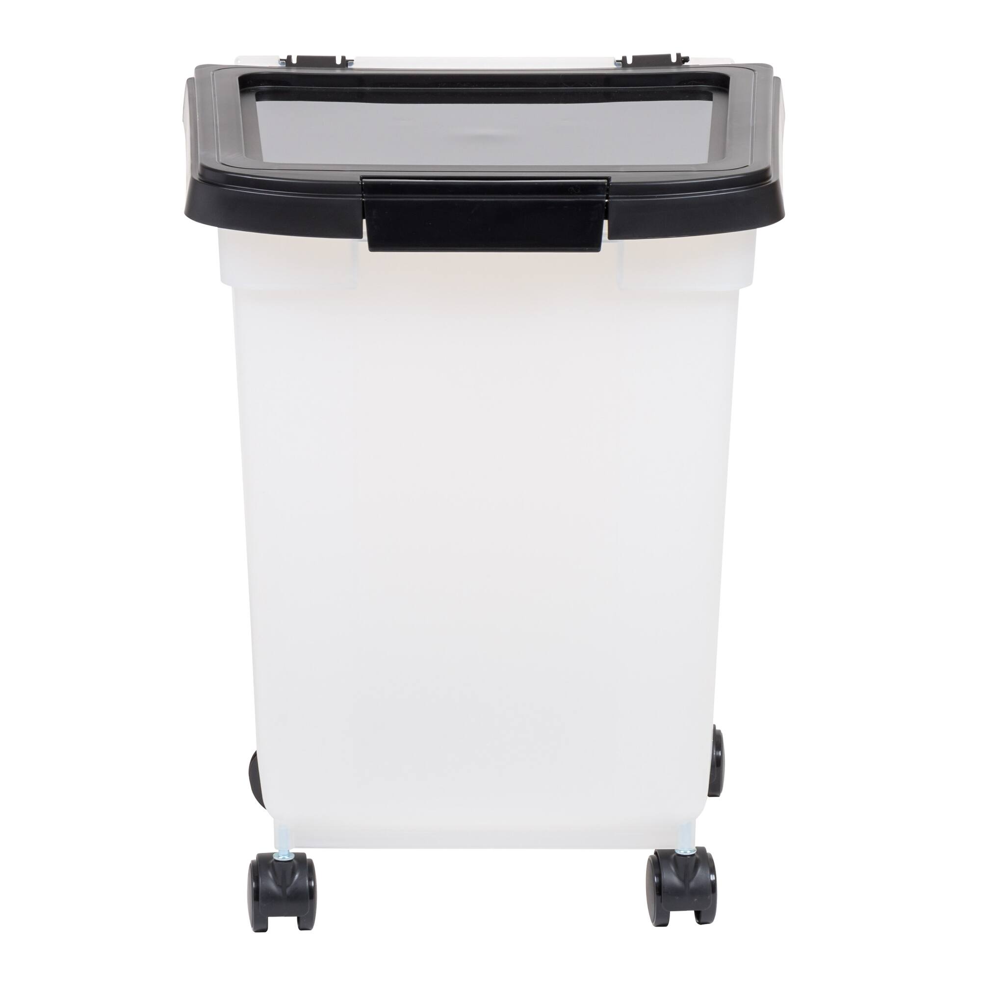 IRIS 32.5qt. Clear/Black Pet Food Container with Sealed Top